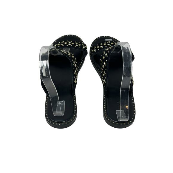 Express black faux suede studded flat sandals size 10 - Picture 9 of 10